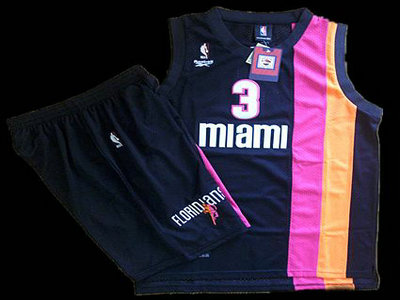 Miami Floridians 3 Dwyane Wade Black ABA Hardwood Classic Swingman Jersey & Shorts Suit