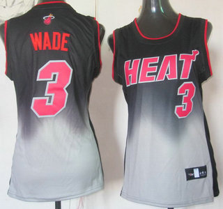 Miami Heat #3 Dwyane Wade Black Grey Revolution 30 Swingman Womens Jersey