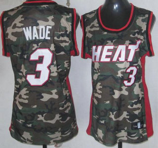 Miami Heat #3 Dwyane Wade Camo Revolution 30 Swingman Womens Jersey