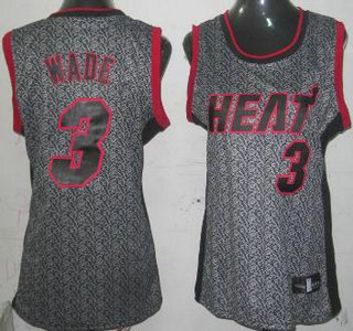 Miami Heat #3 Dwyane Wade Grey Static Fashion Swingman Womens Jersey