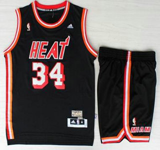 Miami Heat #34 Ray Allen Black Hardwood Classics Revolution 30 NBA Jerseys Short Suit