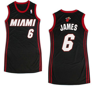 Miami Heat #6 King James Black Revolution 30 Swingman Womens Dress