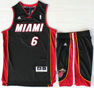 Miami Heat #6 LeBron James Black Revolution 30 Swingman NBA Jerseys Short Suits MIAMI Style