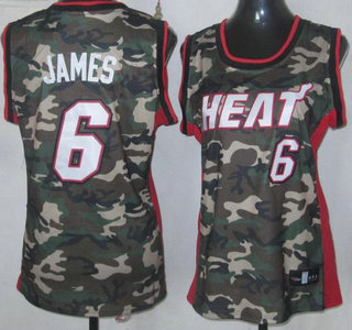 Miami Heat #6 LeBron James Camo Revolution 30 Swingman Womens Jersey
