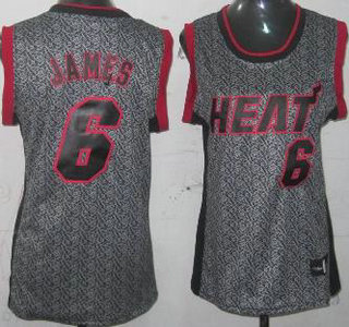 Miami Heat #6 LeBron James Grey Static Fashion Swingman Womens Jersey