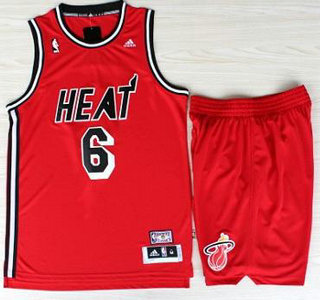 Miami Heat 6 LeBron James Red Hardwood Classics Revolution 30 Swingman Suits