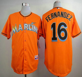 Miami Marlins #16 Jose Fernandez Orange Jersey