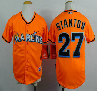 Miami Marlins #27 Mike Stanton Orange Kids Jersey