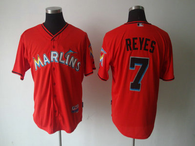 Miami Marlins 7 Jose Reyes red color Cool Base Jersey