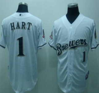 Milwaukee Brewers 1 Corey Hart White Jersey