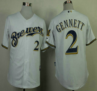 Milwaukee Brewers #2 Scooter Gennett White Jersey
