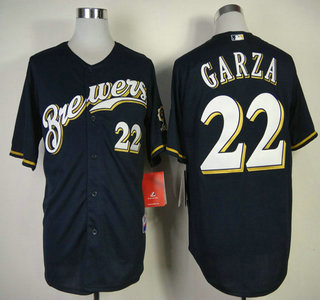 Milwaukee Brewers #22 Matt Garza Navy Blue Jersey