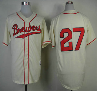 Milwaukee Brewers #27 Carlos Gomez 1948 Turn Back The Clock Cream Jersey