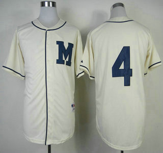 Milwaukee Brewers #4 Paul Molitor 1913 Turn Back The Clock Cream Jersey