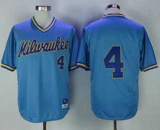 Milwaukee Brewers #4 Paul Molitor 1982 Light Blue Mitchell & Ness Throwback Jersey