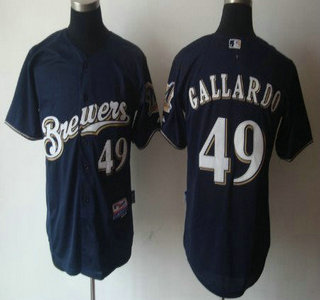 Milwaukee Brewers #49 Yovani Gallardo Navy Blue Kids Jersey