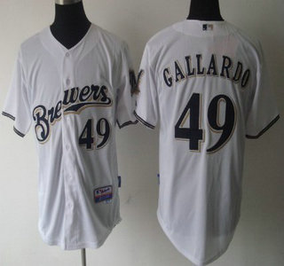 Milwaukee Brewers 49 Yovani Gallardo White Jersey