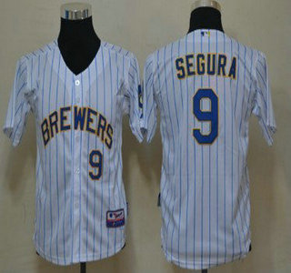 Milwaukee Brewers #9 Jean Segura White Pinstripe Kids Jersey