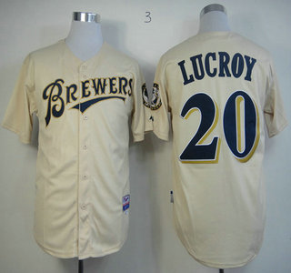 Milwaukee Brewers 20 Jonathan Lucroy Cream Jersey
