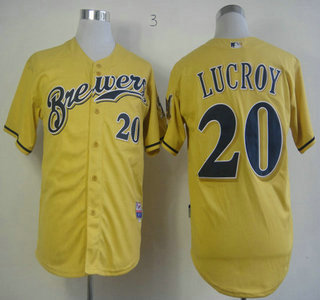 Milwaukee Brewers 20 Jonathan Lucroy Yellow Jersey