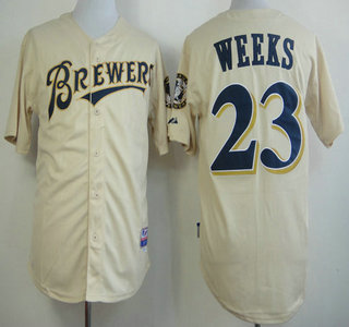 Milwaukee Brewers 23 Rickie Weeks Cream Jersey