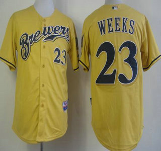 Milwaukee Brewers 23 Rickie Weeks Yellow Jersey