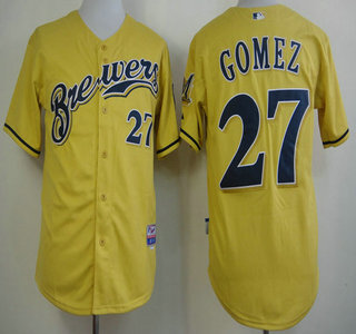 Milwaukee Brewers 27 Carlos Gomez Yellow Jersey