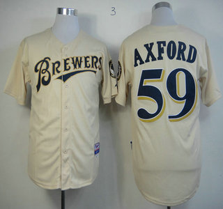 Milwaukee Brewers 59 John Axford Cream Jersey