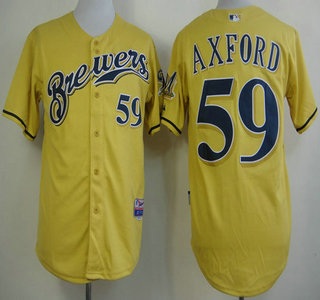 Milwaukee Brewers 59 John Axford Yellow Jersey