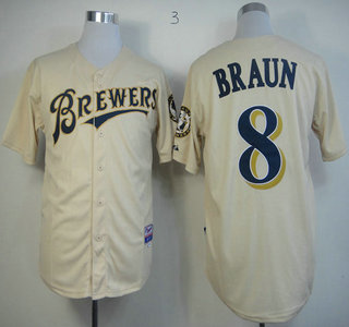 Milwaukee Brewers 8 Ryan Braun Cream Jersey