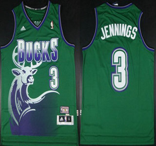 Milwaukee Bucks 3 Brandon Jennings ABA Hardwood Classics Swingman Green Jersey