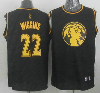 Minnesota Timberwolves #22 Andrew Wiggins Revolution 30 Swingman 2014 Black With Gold Jersey