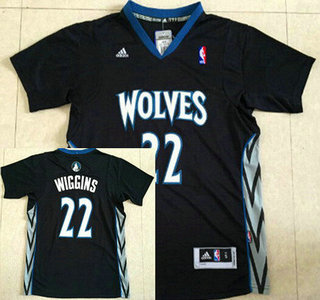 Minnesota Timberwolves #22 Andrew Wiggins Revolution 30 Swingman 2014 New Black Short-Sleeved Jersey