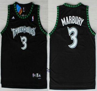 Minnesota Timberwolves #3 Stephon Marbury Black Swingman Jersey