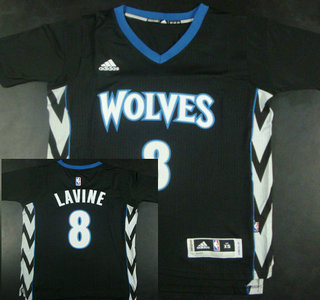 Minnesota Timberwolves #8 Zach LaVine Revolution 30 Swingman 2014 New Black Short-Sleeved Jersey