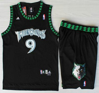 Minnesota Timberwolves #9 Ricky Rubio Black Swingman Jersey Short Suits