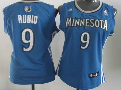 Minnesota Timberwolves 9 Ricky Rubio Revolution 30 Swingman Blue Womens Jersey