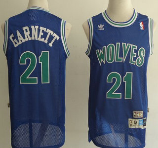 Minnesota Timberwolves 21 Garnett Blue Throwback Swingman Jersey