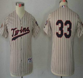 Minnesota Twins #33 Justin Morneau Cream Pinstripe Kids Jersey