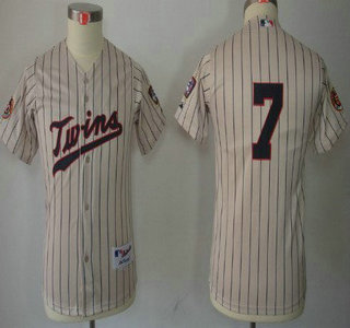 Minnesota Twins #7 Joe Mauer Cream Pinstripe Kids Jersey
