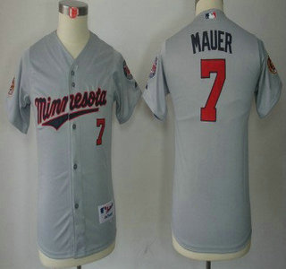 Minnesota Twins #7 Joe Mauer Gray Kids Jersey