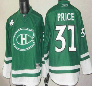Montreal Canadiens #31 Carey Price St. Patrick's Day Green Kids Jersey