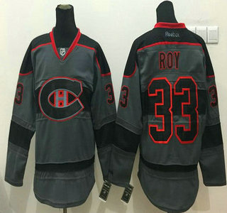 Montreal Canadiens #33 Patrick Roy Charcoal Gray Jersey