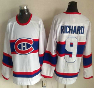 Montreal Canadiens #9 Maurice Richard White Throwback CCM Jersey