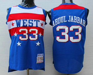 NBA 1980 All-Star Men's #33 Kareem Abdul-Jabbar Blue Hardwood Classics Soul Swingman Throwback Jersey