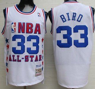 NBA 1990 All-Star #33 Larry Bird White Hardwood Classics Soul Swingman Throwback Jersey