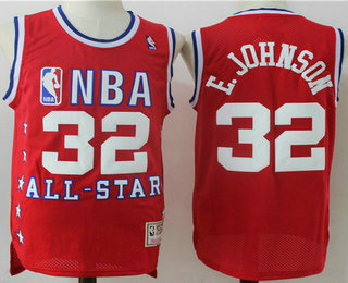 NBA 1990 All Star Magic Johnson Red Hardwood Classics Soul Swingman Throwback Jersey