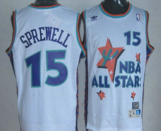NBA 1995 All-Star #15 Latrell Sprewell White Hardwood Classics Soul Swingman Throwback Jersey