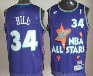 NBA 1995 All-Star #34 Grant Hill Purple Hardwood Classics Soul Swingman Throwback Jersey