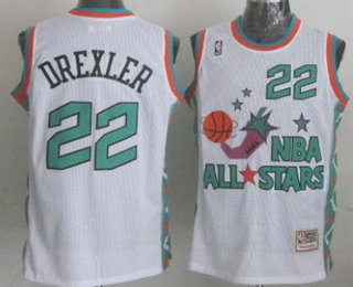 NBA 1996 All-Star #22 Clyde Drexler White Hardwood Classics Soul Swingman Throwback Jersey